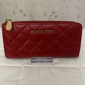Michael Kors Red Quilted Leather Wallet